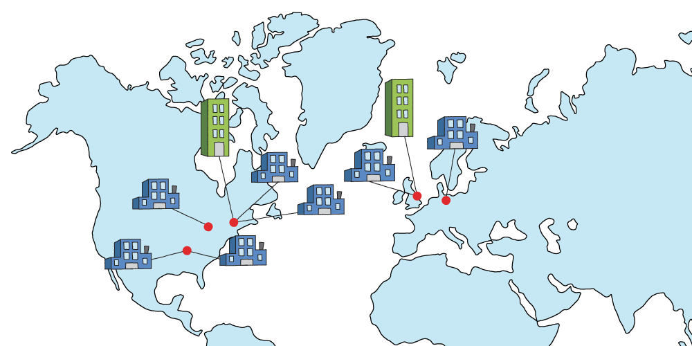 Map of Office and Manufacturing Sites