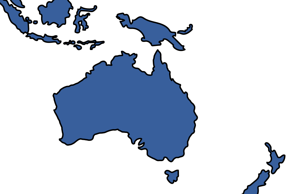 Map of Australia and South Pacific